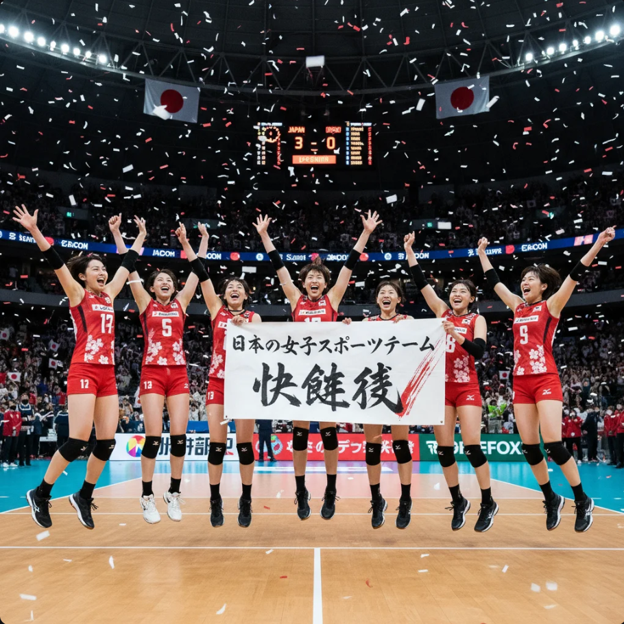 女子スポーツチームが試合後に喜びを分かち合う瞬間