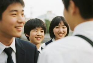 日本の若者が選挙や政治活動に参加するイラスト