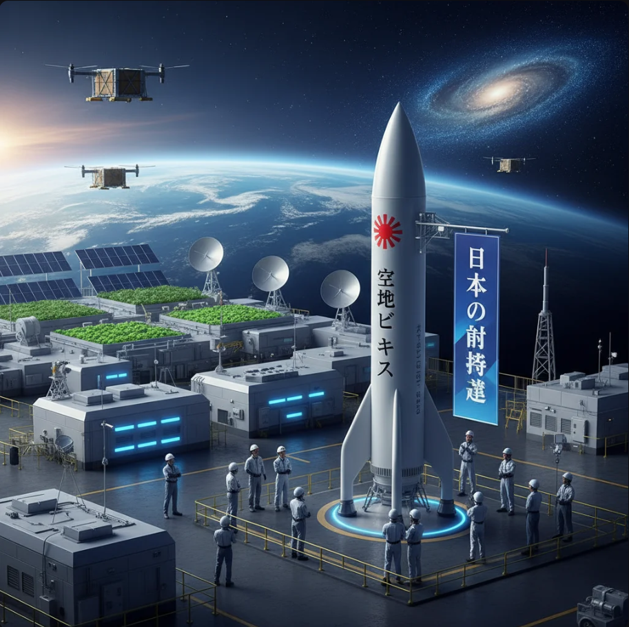 日本の宇宙企業が開発したロケットが夜空に打ち上がる様子