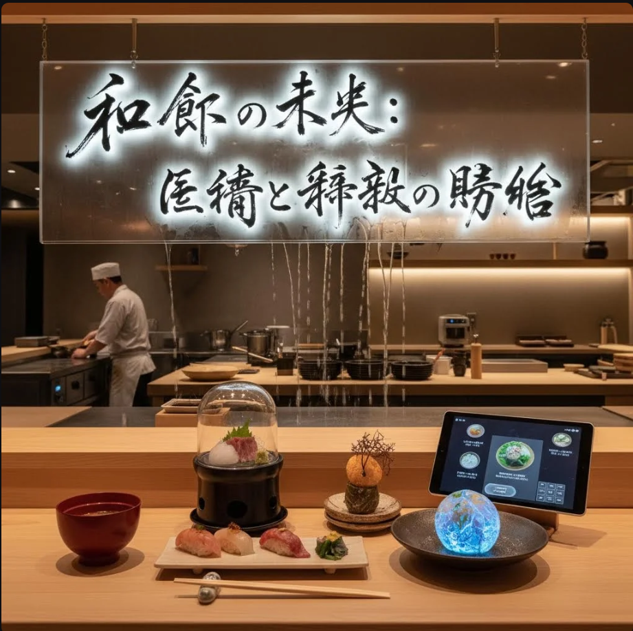 Chef Jepang menyiapkan hidangan washoku modern dengan sentuhan teknologi kuliner