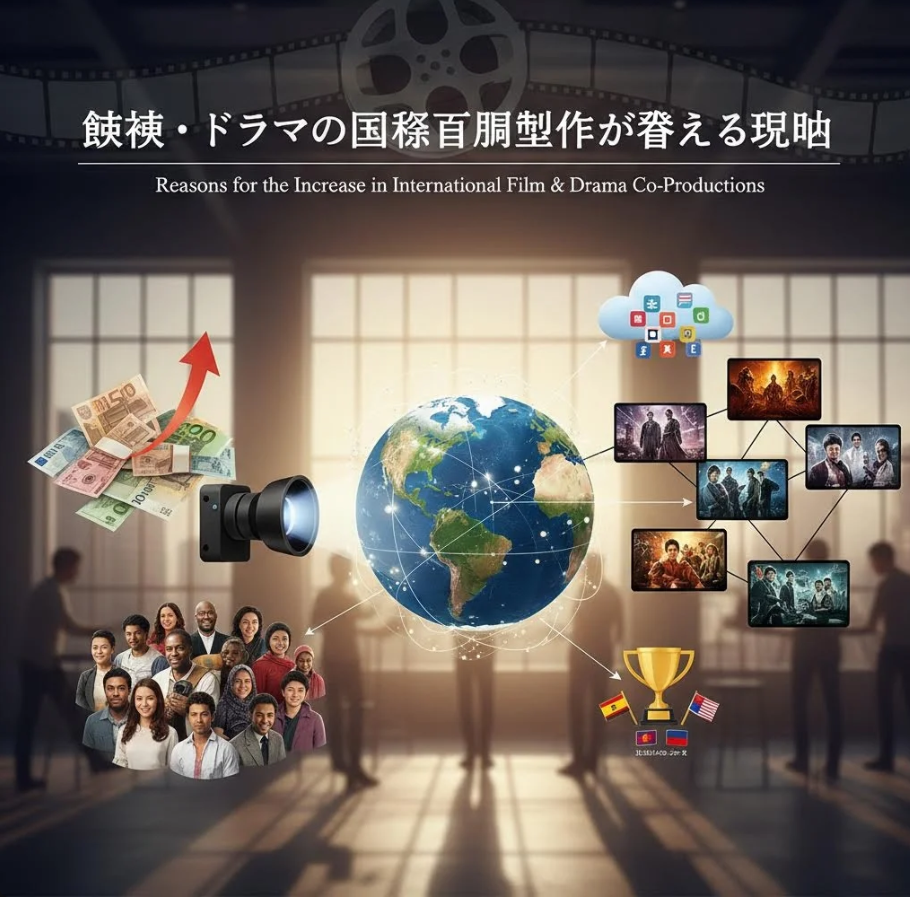 世界各国の映画スタッフがオンラインで共同制作を進める様子。”