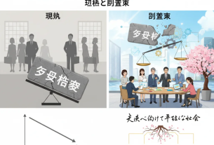 ジェンダーギャップを象徴する天秤と男女シルエットのイラスト