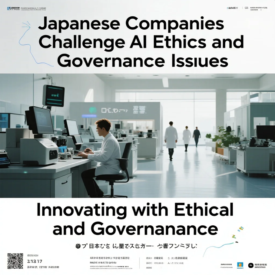 AI倫理とガバナンスに取り組む日本企業のデジタルイラスト