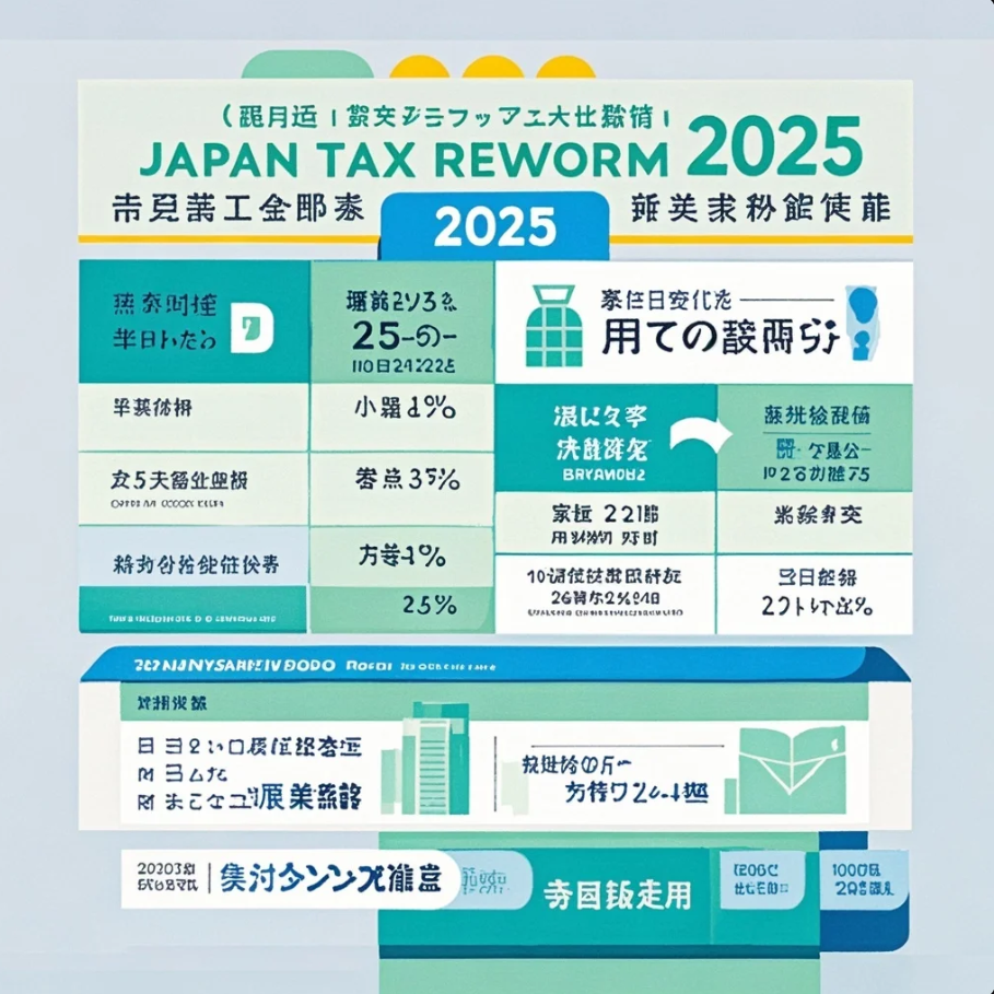 家計簿と電卓、ノートPCの画面に税制改正の要点が表示されている落ち着いたデスク風景。