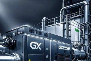 GXの成長分野（再エネ・蓄電池・水素）と高排出産業（鉄鋼・セメント）を対比したインフォグラフィック