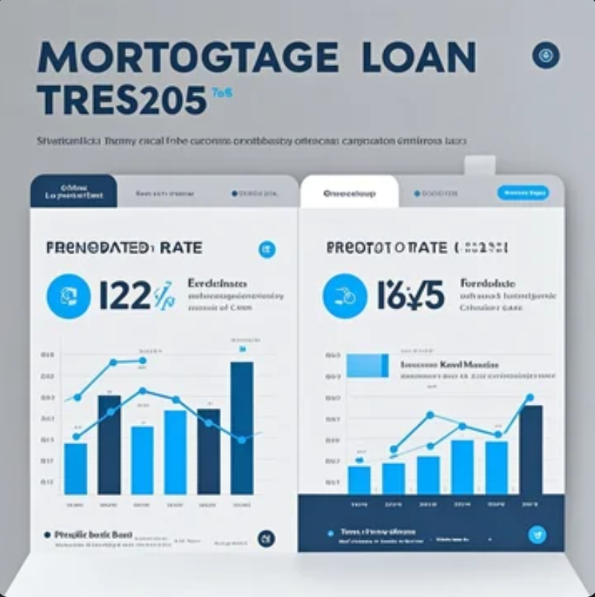 住宅の模型と電卓、金利の上昇下降を示すグラフが並ぶイメージ。